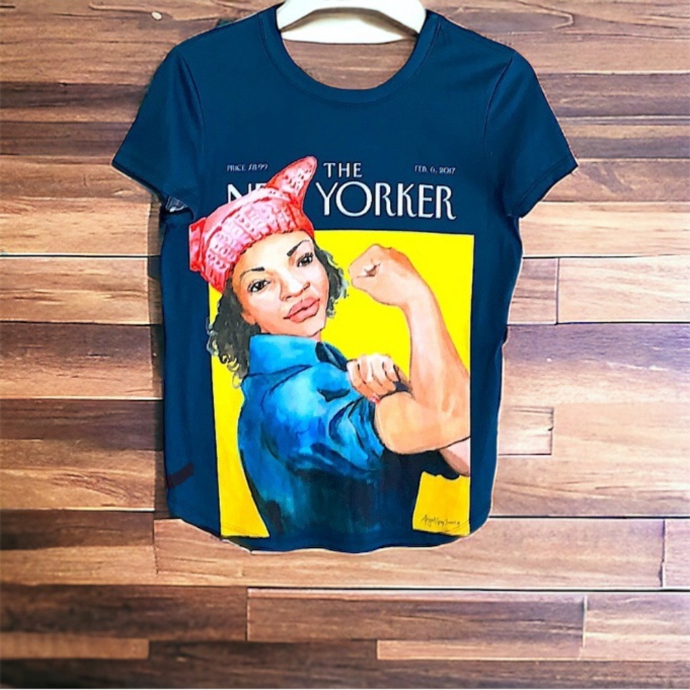 New Yorker Retro T-Shirt- size Medium-Rosie the Riveter Magazine Cover Graphic